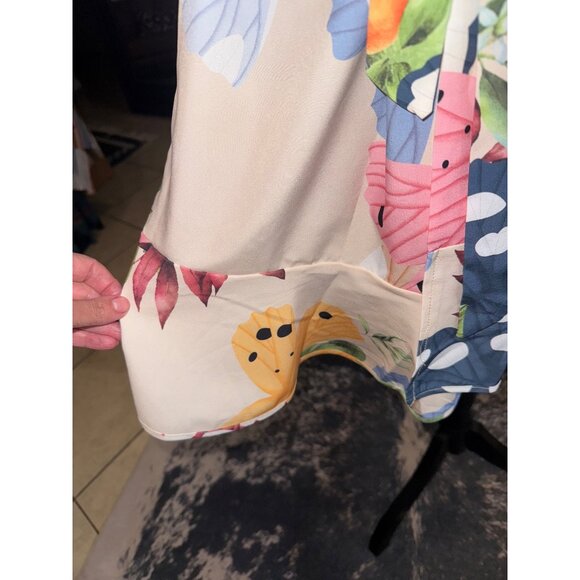 Floral Kimono Robe S/M Lightweight Polyester Multicolor Relaxed Coquette Sexy - Picture 7 of 8